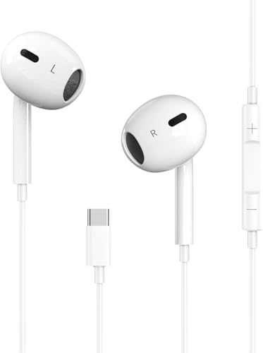 タイプc イヤホン type-cイヤホン 有線 USB-Cイヤホン有線 TYPE-Cジャック HIFI音質 音量調整 重低音 人間工学設計 マイク付き ハイレゾ クリア通話 音量調節 ステレオイヤフォン ヘッドホン iPhone/Android/Galaxy/iPadなど対応 1
