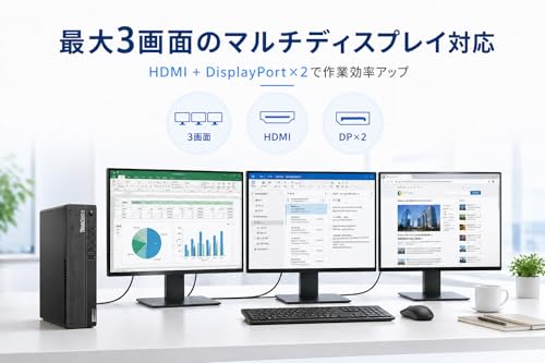 【整備済み品】Lenovo ThinkCentre M75s Small Gen2 デスクトップPC Ryzen 5 PRO 4650G メモリ16GB SSD512GB MS Office 2021 DisplayPort 1.4×2 HDMI USB-C USB3.2 有線LAN 省スペース ビジネス向けの特徴・詳細 画像