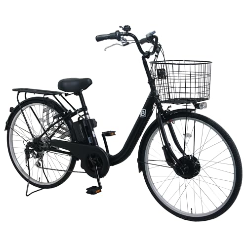 【Amazon.co.jp限定】100%完成品 26インチ 電動アシスト自転車 シマノ外装6段変速 前輪駆動 36V 8.5AHバッテリー TDF-26Z (マットブラック)の詳細・まとめ 画像