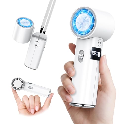 ハンディファン 冷却プレート付き 【2026新登場 ＆1秒瞬間冷却】 携帯扇風機 冷却ファン 7000mAh大容量 usb充電式 ミニ扇風機 強力 199段階調節 軽量 折り畳み式 首掛け/卓上/手持ち対応 LCDディスプレイ 熱中症対策 スポーツ観戦/通勤/通学/オフィス/アウトドアなどに適用(ホワイト) 1