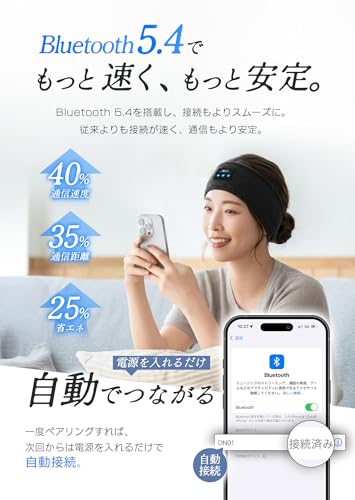 寝ホン 睡眠グッズ Bluetooth5.4 ヘッドホン ヘッドバンドヘッドホン 睡眠用イヤホン へっどホン bluetooth オーバーヘッドホン スリープ スポーツ 両用 ワイヤレスイヤホン asmr 側寝対応 日本語音声ガイダンス マイク内蔵 ハンズフリー通話 マルチポイント対応 快適装着 柔らかい 吸汗速乾 HiFi音質 洗える 男女兼用 技術適合証明済 Onearac Blackの特徴・詳細 画像