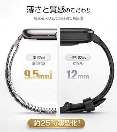 スマートウォッチ 2026年進化モデル【マグネット式金属バンド・超薄型・超軽量】 iPhone/Android対応 Bluetooth通話 LINEメッセージ受信機能 1.85インチ日本語操作画面 100+運動モード 活動量計 消費カロリー/歩数/運動時間/運動距離/心拍数記録 IP68防水 レディース メンズ ギフト メタリックブラックの詳細・まとめ 画像