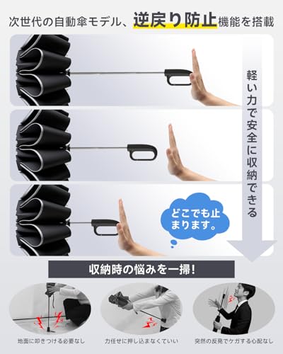 折りたたみ傘 HAGOOGI【逆戻り防止 丈夫10本骨】 ワンタッチ自動開閉 逆折り式 耐風 【超撥水 高密度310T生地】 傘 反射テープ 大きいサイズ テフロン加工 コンパクト おりたたみ 梅雨対策 豪雨 台風対応 遮熱 カラビナ設計 軽量 晴雨兼用 メンズ レディース プレゼント 収納ケース付き (くすみグリーン)の詳細・まとめ 画像
