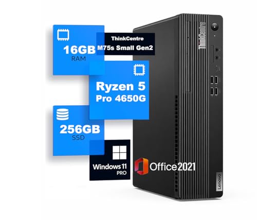 【整備済み品】Lenovo ThinkCentre M75s Small Gen2 デスクトップPC Ryzen 5 PRO 4650G メモリ16GB SSD256GB MS Office 2021 DisplayPort 1.4×2 HDMI USB-C USB3.2 有線LAN 省スペース ビジネス向けの外観・全体像 画像