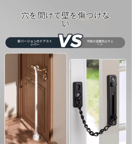 Pazeku ドアセキュリティバー 防犯バー 強力 突っ張り棒 ドアジャムバー 一人暮らし 女性用 安全補助ホテルの家庭用盗難 防犯グッズ 玄関ドア 押し込み防止 ステンレス製 大型ベース 滑り止めU字ホルダー 取り付け簡単 賃貸 旅行用 防災対策 (伸長時：高さ1.2～1.9メートルまで調節可能) [並行輸入品]の特徴・詳細 画像