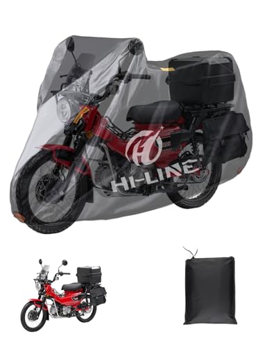 HI-LINE バイクカバー 厚手 420D 原付/原付二種/スクーターに対応 防水カバー 撥水加工 盗難防止 前後ロック穴 耐熱 紫外線防止 防風 中央バックル付き 裾を絞るゴム 警告反射テープ バイク用車体カバー 収納バッグ付き（L:220×95×110cm） 1
