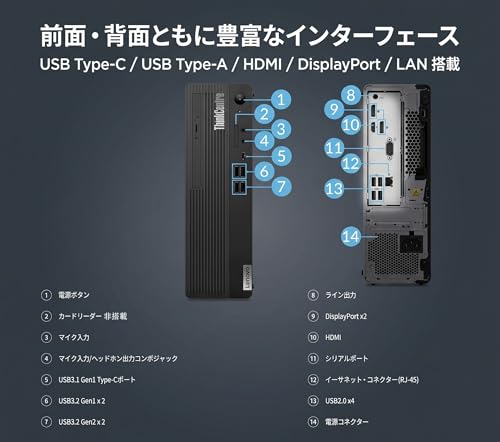【整備済み品】Lenovo ThinkCentre M75s Small Gen2 デスクトップPC Ryzen 5 PRO 4650G メモリ16GB SSD512GB MS Office 2021 DisplayPort 1.4×2 HDMI USB-C USB3.2 有線LAN 省スペース ビジネス向けの特徴・詳細 画像