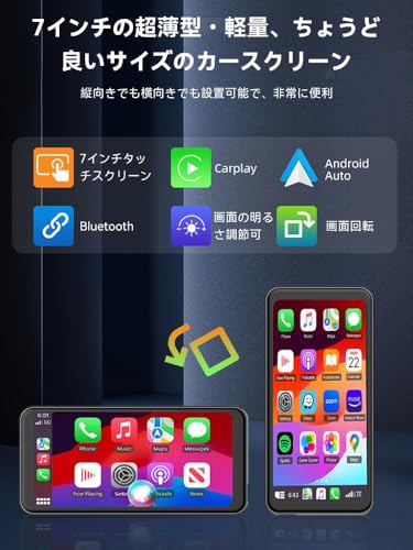 【超軽量・取付簡単・1DINサイズ 】ROHOU ポータブルナビ 7インチ ディスプレイオーディオ CarPlay Android Auto対応 超軽量 リング 1DINサイズ 車載モニター carplay モニター カーナビ カーナビ オーディオ一体型 ナビ カーナビ ポータブル ナビ WiFi 車Bluetooth音声出力可 ステレオ音質 ナビ 音楽 電話 工事不要 取付簡単 多車種対応の詳細・まとめ 画像