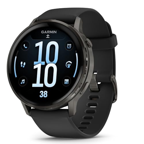 GARMIN(ガーミン)Venu 4 Slate/Black 45mm スマートウォッチ AMOLED ディスプレイ ロングバッテリー 健康 フィットネス ワークアウト Suica対応/心拍センサー/ストレスレベル・睡眠時間測定/iOS・アンドロイド対応/心電図(ECG)アプリ対応モデル【日本正規品】 1