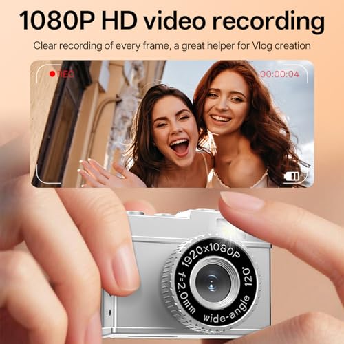 レトロスタイルのミニチュアカメラ、1080P 120°広角レンズ付き、Vlogや写真初心者に適した吊り下げカメラの詳細・まとめ 画像