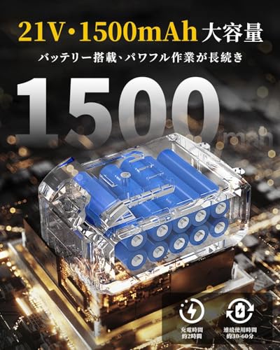 電動ドライバー 【2026新登場・1台多役】 電動ドリル ドリルドライバー 21V 充電式 コードレス ブラシレスモーター搭載 最大45N・m強力トルク 25+3段階調整 無段変速 2段階スピード切替 LEDライト付き バッテリー2個付き 豊富ビットセット 初心者 女性対応 ネジ締め/穴あけ/家庭/DIY/家具組立用 収納ケース付き 日本語説明書付きの特徴・詳細 画像
