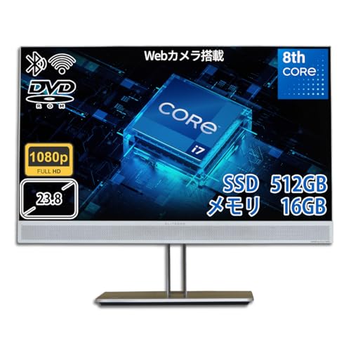 【整備済み品】 一体型PC EliteOne 800 G4 AIO/第8世代 Core i7-8700/メモリ 16GB/高速 大容量 SSD 512GB/24型(23.8) FHD Windows11&Ms Office2021/DVDドライブ/HDMI DisplayPort Type-C/無線LAN搭載/Bluetooth/初期設定済/ワイヤレスキーボード＆マウス付属 1