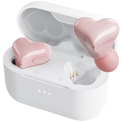ハート イヤホン 【2026年新登場】 ハート型イヤホンワイヤレス かわいい アクセサリー感覚 bluetooth 5.3 イヤホン ハート はーと型 ブルートゥースイヤホン コンパクト 人気 可愛い 小型 軽量 Hi-Fi音质 低遅延 接続瞬時 長時間再生 ノイズキャンセリング IPX7防水 Type-C急速充電 iPhone/Android対応 通学 通勤 推し活 (ピンク) 1