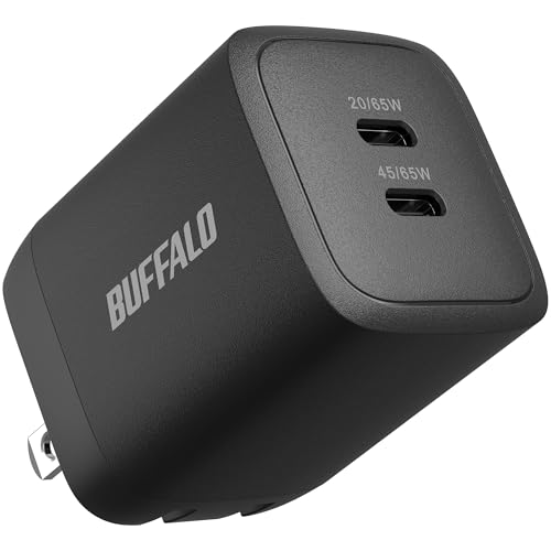 バッファロー 充電器 Type-C 65W USB PD Power Delivery 3.0 PPS 急速充電 GaN 窒化ガリウム 折り畳み式 コンセント プラグ PSE適合 【 iPhone 17 / 17e / 16 / 15 / iPad/Android/Macbook/Windows 対応】 BSACPD6505C2BK 1