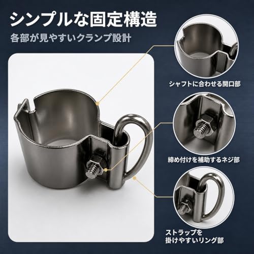 草刈り機 ハーネス用 シャフトクランプ 金属製ストラップ固定具 1個 56V 15インチストリングトリマー・530CFMコードレスブロワー対応 草刈りハーネス補修パーツの特徴・詳細 画像