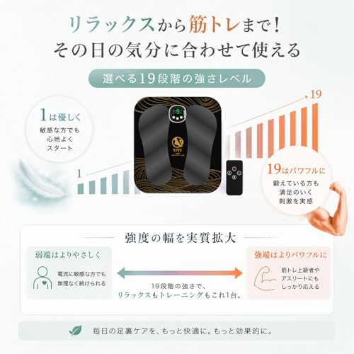 ems 足 ems 足裏マットems フットマット【父の日ギフト】【博士監修 8個ems パット 1.3m emsコード付き 全身emsトレーニング可能】【強度1は優しく 強度19はパワフル 通電率200％UP】ジエル不要 8モード 19強度 リモコン付き 充電式 折り畳み可能 足裏 ems フットマット タイマー機能 自動オフ 足用ems 脚 emsフットマット ems パッド 足ツボ足裏ケア 高齢者向け運動器具 足の疲れを取るグッズ 父の日 敬老の日 母の日 誕生日プレゼント クリスマス プレゼント 新年 ギフト 日本語取扱説明書の特徴・詳細 画像