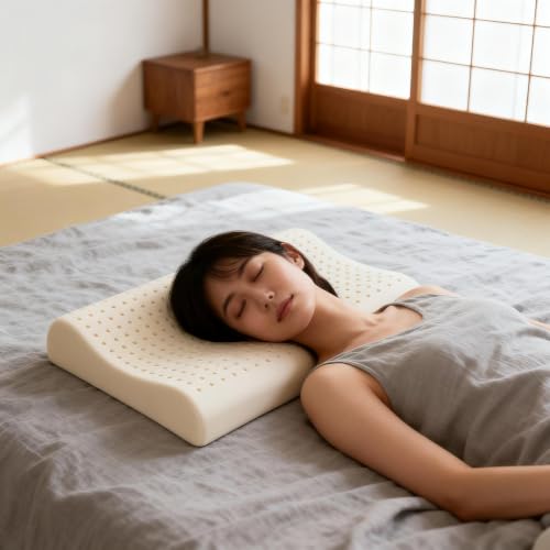 【低枕派に最適】極スリム3cm 睡眠まくら枕低め低い枕低反発枕薄い枕 天然ラテックス 枕極低 首や肩の負担を減らす高さ調節通気性低反発枕 低め安眠子供人気枕 薄型枕 低い枕低い(40×60cm)の外観・全体像 画像