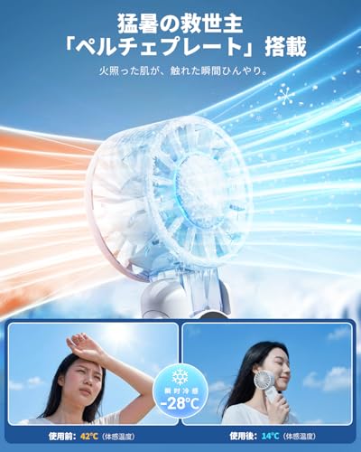 HAGOOGI ハンディファン 冷却プレート 【瞬間冷却-28℃&極静音設計】 手持ち扇風機 199段階風量調整 強力 6000mAh大容量 最大16H稼働 静音 20dB 携帯扇風機 卓上/首掛け/手持ち/冷却 4Way 折り畳み式 LEDディスプレイ 小型 軽量 熱中症対策 持ち運び便利 アウトドア プレゼント (ブルー)の詳細・まとめ 画像