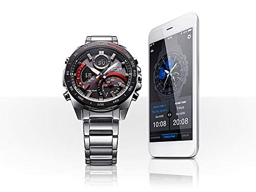 EDIFICE エディフィス CASIO カシオ Bluetooth ブルートゥース スマホ連動 タフソーラー ECB-900DB-1A クロノグラフ カレンダー アナログ デジタル ブラック レッド ビジネスウォッチ スポーツウォッチ ステンレス 防水 [並行輸入品]の特徴・詳細 画像