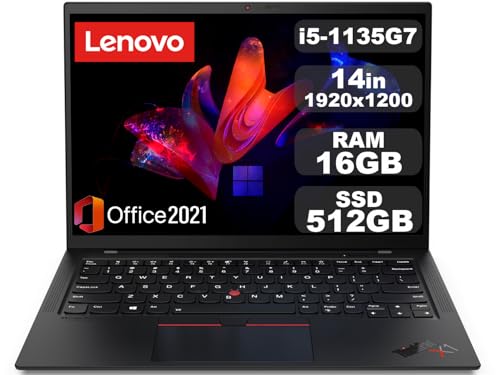 【整備済み品】Lenovo ThinkPad X1 Carbon Gen 9 ノートパソコン 14型 WUXGA(1920×1200)Core i5-1135G7 メモリ16GB SSD 512GB 日本語キーボード 指紋認証 Office 2021 USB4 Thunderbolt 4 Wi-Fi 6 軽量モバイルPC(Ymer-Shop)の外観・全体像 画像