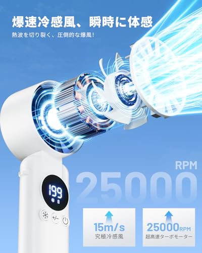HAGOOGI ハンディファン 冷却プレート 【瞬間冷却-28℃&極静音設計】 手持ち扇風機 199段階風量調整 強力 6000mAh大容量 最大16H稼働 静音 20dB 携帯扇風機 卓上/首掛け/手持ち/冷却 4Way 折り畳み式 LEDディスプレイ 小型 軽量 熱中症対策 持ち運び便利 アウトドア プレゼント (ブルー)の特徴・詳細 画像