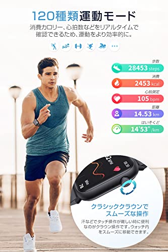 スマートウォッチ iPhone/Android両対応 通話機能付き 2026モデル 1.85 インチ大画面 日本語表示 LINE・メール・SNS着信通知 150 種類スポーツモード搭載 活動データ記録 睡眠状態確認 歩数計 カロリー消費記録 IP68防水 超軽量 メタルフレーム おしゃれシンプルデザイン 200 種類以上文字盤 普段使い スポーツ兼用 記念日 誕生日 贈り物 ギフト ブラックの特徴・詳細 画像