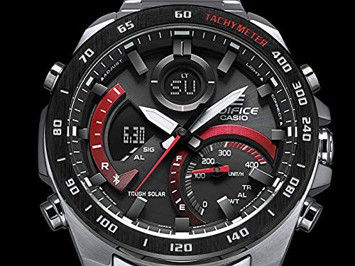 EDIFICE エディフィス CASIO カシオ Bluetooth ブルートゥース スマホ連動 タフソーラー ECB-900DB-1A クロノグラフ カレンダー アナログ デジタル ブラック レッド ビジネスウォッチ スポーツウォッチ ステンレス 防水 [並行輸入品]の特徴・詳細 画像