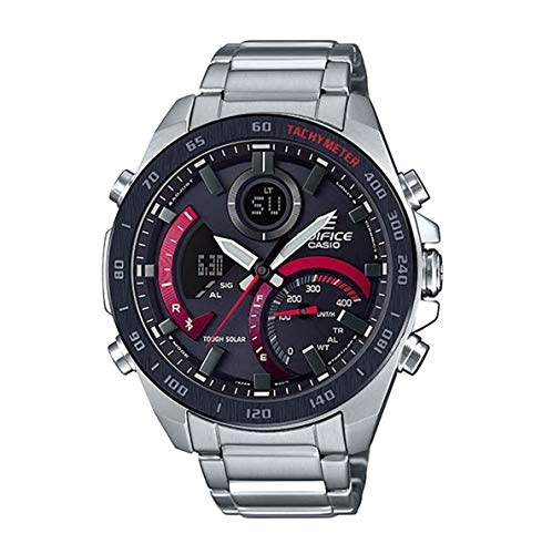 EDIFICE エディフィス CASIO カシオ Bluetooth ブルートゥース スマホ連動 タフソーラー ECB-900DB-1A クロノグラフ カレンダー アナログ デジタル ブラック レッド ビジネスウォッチ スポーツウォッチ ステンレス 防水 [並行輸入品] 1