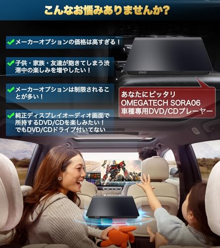【ハイエース適用】 OMEGATECH【国内正規品】 車載DVDプレーヤー 車用CDプレーヤー 純正ディスプレイオーディオ カーオーディオプレーヤー プラグアンドプレイ R8.1〜 ハイエース200系 ハイエース9型 対応 期間限定ケース/延長コード付き 2026モデルの特徴・詳細 画像