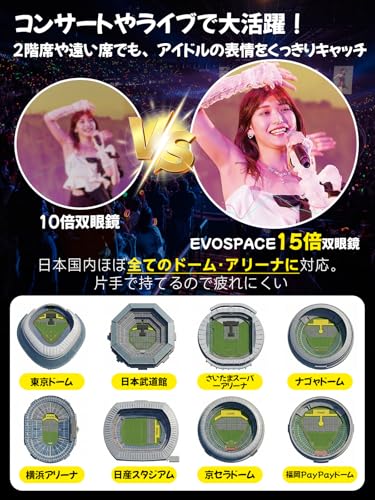 双眼鏡 ライブ用 15倍 オペラグラス 防振【BAK4光学レンズ&FMC多層コーティング】望遠鏡 超軽量 コンパクト 近視対応 防水防塵 眼幅調整可能 バードウォッチング/スポーツ観戦用/コンサート用/野鳥観察/卒業コンサート 日本語取扱説明書 ブラックの特徴・詳細 画像