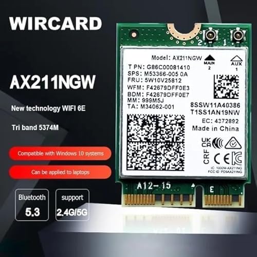 Wi-Fi 6E AX211 AX211NGW CNVio2 2.4/5/6GHz 2.4Gbps 802.11ax WiFi Cardの特徴・詳細 画像