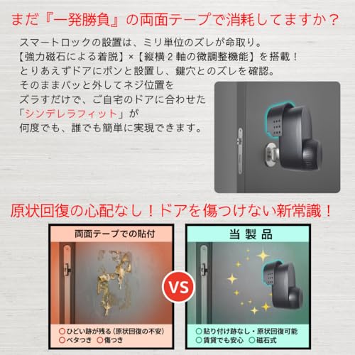【SwitchBot スマートロック Ultra 専用】 磁石化マウントキット 2軸調整機能・延長アダプター付き ヨーク付き強力ネオジム磁石 両面テープ不要 賃貸対応 鉄製ドア専用 省スペース設計の詳細・まとめ 画像