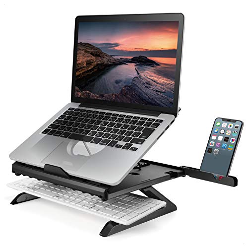 エレコム ノートPCスタンド 折りたたみ 8段階 9.5cm高さアップ脚 スマホスタンド付 ~15.6インチノートPC対応 折りたたみ時サイズ:幅280×奥行280×高さ26mm 耐荷重:10kg ブラック PCA-LTSH8BK 1