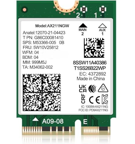 Wi-Fi 6E AX211 AX211NGW CNVio2 2.4/5/6GHz 2.4Gbps 802.11ax WiFi Card 1