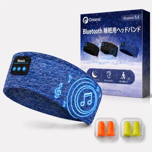 寝ホン 睡眠グッズ Bluetooth5.4 ヘッドホン ヘッドバンドヘッドホン 睡眠用イヤホン へっどホン bluetooth オーバーヘッドホン スリープ スポーツ 両用 ワイヤレスイヤホン asmr 側寝対応 日本語音声ガイダンス マイク内蔵 ハンズフリー通話 マルチポイント対応 快適装着 柔らかい 吸汗速乾 HiFi音質 洗える 男女兼用 技術適合証明済 Onearac Blueの外観・全体像 画像