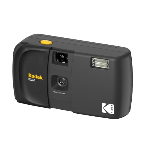 コダック EC35 35mmフィルムカメラ、35mm判、再利用可能、フォーカスフリー、内蔵フラッシュ、スライドカバー付き、初心者向け(フィルムと単三電池は付属しません)(シングル、ミッドナイトブラック)の詳細・まとめ 画像