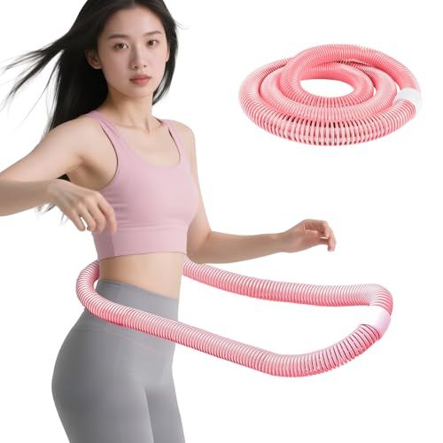 フラフープ ダイエット ウェイト付き ベリー フィットネス PVCソフトスプリングフープ 折りたたみ式 ポータブル フラサークル 脂肪燃焼 筋トレ シェイプアップ (ウエスト・背中・脚・胸)屋内・公園対応 男女兼用 (ライトピンク 1.2kg)の外観・全体像 画像