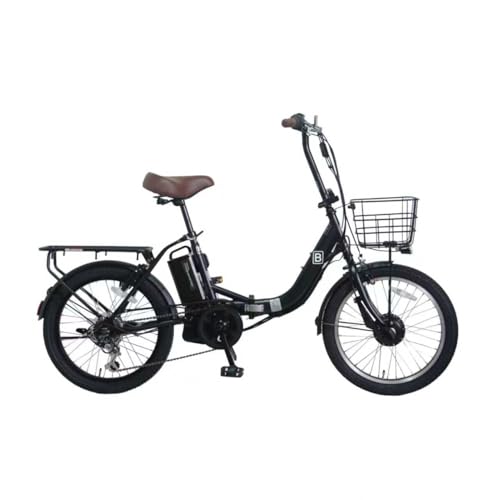 【Amazon.co.jp限定】20インチ 折りたたみ 電動アシスト自転車 シマノ外装6段変速 前後キャリア付き 砲弾型LEDライト TDN-213L (カゴあり, ブラック) 1