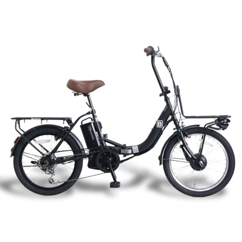 【Amazon.co.jp限定】20インチ 折りたたみ 電動アシスト自転車 シマノ外装6段変速 前後キャリア付き 砲弾型LEDライト TDN-213L (カゴ無し, ブラック) 1