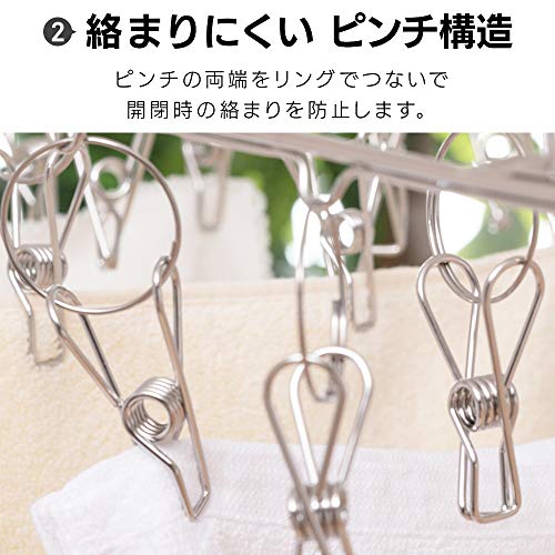 アイリスオーヤマ ステンレスピンチハンガー 50ピンチ 洗濯ハンガー オールステンレス サビにくい 室内外両用 落ちにくい 回転式 PIH-50SHの特徴・詳細 画像