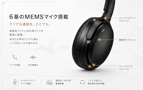 ヘッドホン bluetooth ワイヤレスヘッドホン 6つのシリコンマイク搭載ANCノイズキャンセリング最大80時間再生AIスマートIPX7防水2026最新のBluetooth 5.4有線無線両用ハンズフリー通話対応、マルチポイント接続対応装着が快適で軽量/防漏音/包耳式デザイン/折りたたみ可能です/ゲーム/テレワーク/通学/通勤/スポーツ/音楽用 iPhone/Android対応の特徴・詳細 画像