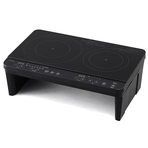 アイリスオーヤマ IHクッキングヒーター 2口IHコンロ 1400W 工事不要 湯沸かしモード IHK-WT41SAZ-B【Amazon.co.jp限定】 1