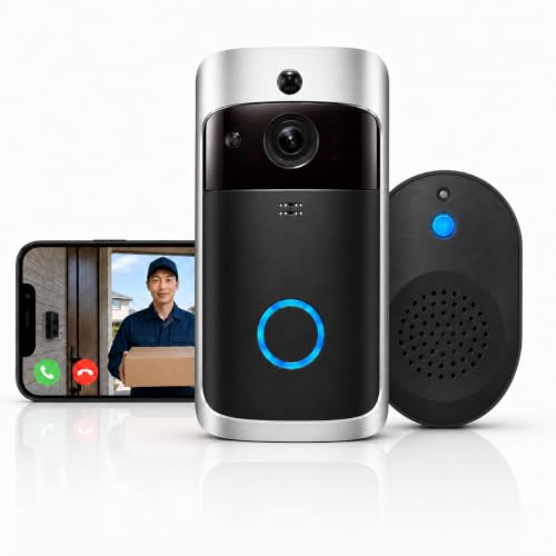 インターホン ワイヤレス 工事不要 カメラ付き スマホ連動 人物検知 遠隔確認 録画機能 広角レンズ 簡単取り付け 日本語説明書付きの外観・全体像 画像