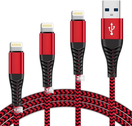 iphone充電ケーブル MFi認証 ライトニングケーブル データ転送 2.4A急速充電 断線防止 高耐久 USB-A to Lightning | 折り曲げ耐性 ナイロン編組ケーブル 絡まり防止 0.25M+1M+2M3本セット iPhone14/13/12/11/X/8などシリーズ対応の外観・全体像 画像