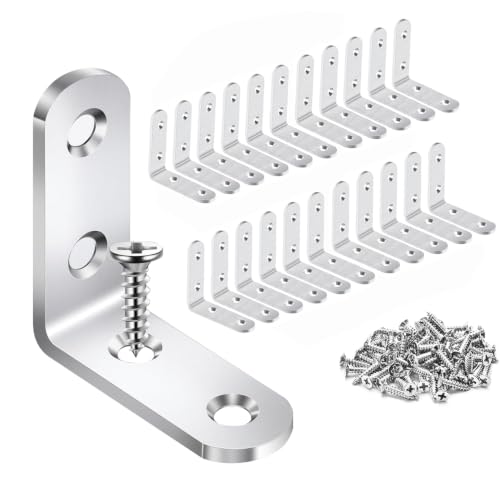 アングルブラケット L字 金具 ステンレス製 40*40*16mm 棚受け 補強金具 固定金具 コーナーブレース 接合金具 直角(銀,22個)の外観・全体像 画像