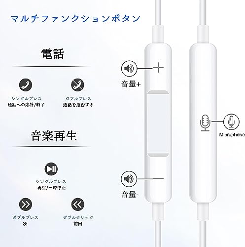 タイプc イヤホン Type-C イヤホン 有線 HIFI音質 音量調節 ノイズキャンセリング マイク付き 通話可能 iphone15/16/17対応の詳細・まとめ 画像
