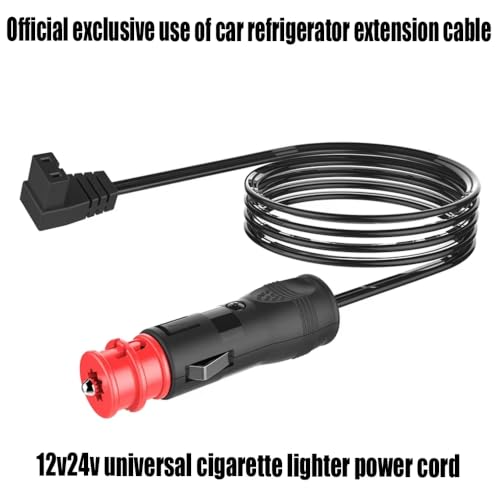車載冷蔵庫 電源コード 12V/24V対応 車用ミニ冷蔵庫DCケーブル 2ピンリードケーブル シガーソケット電源ケーブル 交換用冷凍庫プラグ コンプレッサー用 長さ2M (black)の特徴・詳細 画像