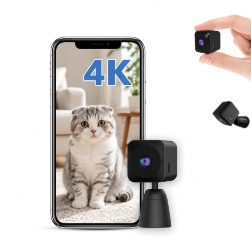 AOBOCAM 小型カメラ 4K UHD 室内カメラ ワイヤレス 赤外線暗視 動体検知 6時間連続録画 クラウド・SD保存対応 ブラック 1
