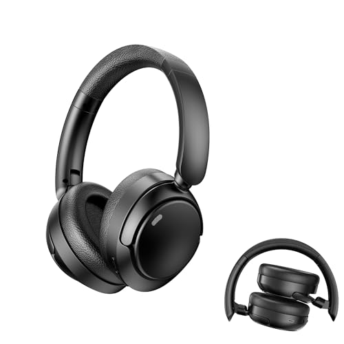 ヘッドホン bluetooth ワイヤレスヘッドホン 6つのシリコンマイク搭載ANCノイズキャンセリング最大80時間再生AIスマートIPX7防水2026最新のBluetooth 5.4有線無線両用ハンズフリー通話対応、マルチポイント接続対応装着が快適で軽量/防漏音/包耳式デザイン/折りたたみ可能です/ゲーム/テレワーク/通学/通勤/スポーツ/音楽用 iPhone/Android対応の外観・全体像 画像
