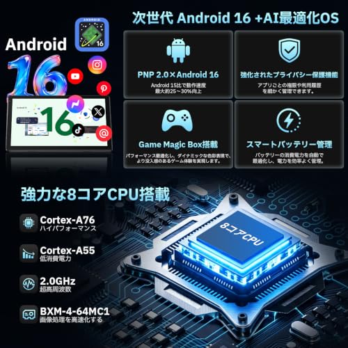 タブレット - Android16 タブレット 10インチ AI最適化OS 18WPD急速充電 36GB+128GB+1TB拡張 6000mAhバッテリー WiFi6モデル 8コアCPU PCモード GeminiAI内蔵 1280*800 IPS画面 Bluetooth5.4 RGBライト搭載 Widevine L1対応 GMS認証 無線投影 顔認識 画面分割 日本語説明書 一年保証の特徴・詳細 画像